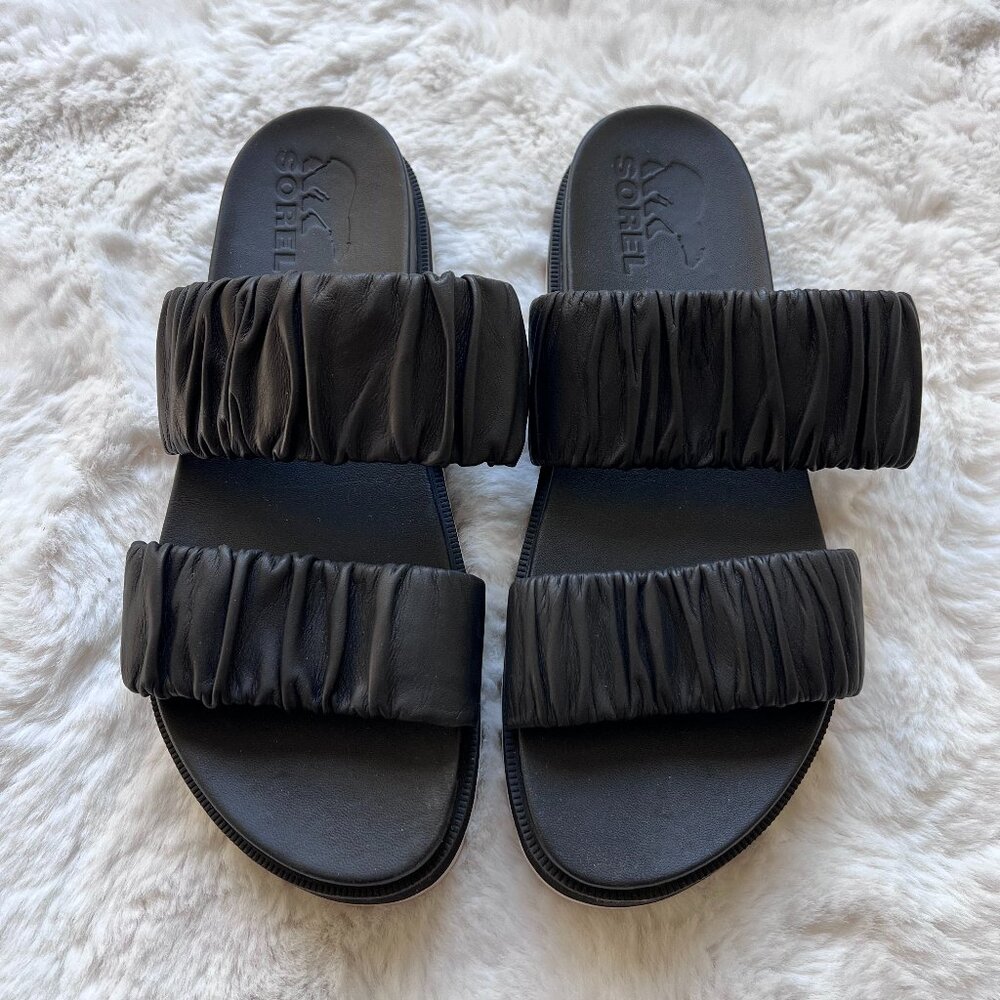 Sorel Women's Roaming Two Strap Slide Sandals Black | NWT
